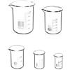 QWORK® 5 Pezzi Becher Graduato in Vetro Borosilicato 3.3 con Chiaro, 5ml 10ml 25ml 50ml 100ml Misurino Graduato per Laboratorio Scientifico Cucina