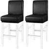 PiccoCasa Set di 2 coprisedili impermeabili per sedie da bar, per casa, cucina, sala da pranzo, pub, in morbida pelle sintetica, rimovibile, colore: nero