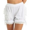 TiaoBug Pantaloncini Vittoriano Donna Pigiama Sottogonna Gotico Pizzo con Volant Bow Biancheria Intima Zucca Pumpkin Lolita Pants Shorts Biancheria Intima Mutande Larga Bianco M