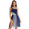 CHICTRY Vestito da Ballo Elegante Senza Maniche Abito Danza Standard Tutu Danza Classica Ragazza Ballerina Body Ginnastica Ritmica Gara Vestiti Latino Ballo Contemporaneo Blu navy L
