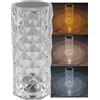ChiliTec Lampada da tavolo con batteria cristallo 21cm lampada da tavolo con interruttore touch - 3000k 4000k 6000k 3 colori di luce regolabili lampada decorativa ricaricabile tramite USB