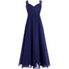 Freebily Vestito da Cerimonia Bambina Elegante Lungo Chiffon Abito da Sera Ricamo Fiori Vestito da Principessa Senza Manica Abito da Sposa Damigella Matrimonio Compleanno Blu Scuro 12 Anni