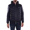 Armani Exchange Giacca Trapuntata con Cappuccio e Zip, Logo Milano/New York, Blu Navy/Grigio mélange, XS Uomo