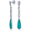 Bling Jewelry Orecchini pendenti lunghi a spirale infinita lineare a goccia blu turchese stile western per donne e adolescenti in argento sterling .925
