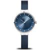 BERING Solar 14631-307 Orologio da polso da donna, cassa in acciaio inossidabile color argento da 31 mm e quadrante blu, cinturino in maglia milanese, vetro zaffiro, 5 ATM