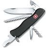 VICTORINOX Coltellino Svizzero Forester, 12 Funzioni, Multiuso con Lama Grande, Apriscatole, Cacciavite 3 mm, Lama Bloccabile, Nero