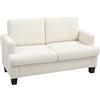 HOMCOM Divano 2 Posti in Ciniglia con Braccioli, Divanetto 2 Posti Moderno con Gambe in Legno e Cuscini Rimovibili e Lavabili per Soggiorno, Salotto, Casa e Ufficio, 138x70x80 cm, Bianco Crema