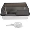 HUSHUI Lettiera In Acciaio Inox, Lati Alti Anti Spruzzatura Facile da Pulire Scatola di Lettiera per Gatti Piccoli Media (S nero)