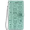 Fertuo Cover per Redmi Note 14S / Note 13 Pro 4G / POCO M6 Pro, Custodia Portafoglio a Libro in Pelle Flip Cover con Porta Carte, Chiusura Magnetica [Disegni di Gatto Cane] Case Antiurto, Verde