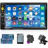 Rimoody Autoradio 2 Din Bluetooth Vivavoce IOS/Android Mirror Link7 Pollici Autoradio Doppio Din con Bluetooth FM Radio/USB/AUX/TF Controllo del Volante Auto Stereo con Telecamera Posteriore Telecomandi