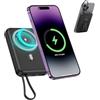 Anluomafuy Power Bank Magnetico, 10000mAh Caricabatterie Portatile Wireless, Leggero Ricarica Rapida Powerbank, Batteria Wireless Veloce da 22,5W con Display LED, Applicable à per iPhone Samsung etc.