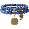 Farfume Bracciali Chakra per le donne - Cristalli Bracciale Donne Pietre Naturali Yoga Reiki- Un set di bracciali doppi（Lapis Lazuli e LifeTree（Medio）