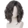 Salaibs Parrucca da uomo corta, riccia, sintetica, con riga laterale, per cosplay, feste di Halloween, costume unisex