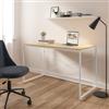 DEGHI Scrivania 120x60 cm con top effetto rovere e struttura in metallo bianco - Caio