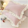 LLECDASEUI 1/2 Coppia Vintage Federe Francesi Vintage con Volant - 29 "X18" Bianco Shabby Federe Chic, Paese Ragazza Copricuscino (Rosa,1 Paio)