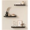 Kazai.® Mensole da Muro Set 'Toke' | 3 Mensola da Parete in Impiallacciato di Legno Vero | Scaffale in Legno Design per Decorazione e Organizzazione Bagno, Soggiorno, Cucina, Camera | Quercia, nero