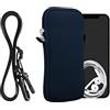 kwmobile Custodia in Neoprene con Zip per Smartphone - Portacellulare a Tracolla - Porta Cellulare da Collo Universale - Borsa Cover Telefono blu marino