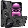 LiuShan Cover Compatibile con Redmi Note 12 PRO，TPU Shockproof Cover with 360°Rotating Ring Kickstand,Heavy Duty Armor Bumper Protective Shell Caso per Xiaomi Redmi Note 12 PRO Smartphone,Nero