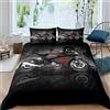 Loussiesd Set di biancheria da letto da uomo con motivo motocicletta, colore nero e rosso,copripiumino moderno per edificio cittadino, copriletto in stile motocross, decorazione per camera matrimoniale