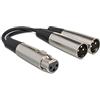 Hosa YXM-121, Y Cable, XLR3F to Dual XLR3M, 6 in