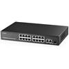 Binardat Switch POE Gigabit a 19 porte 0, 16 porte POE+ 100Mbps, 2 Uplink Gigabit, 1 SFP Gigabit, IEEE802.3af/at, Alimentatore interno da 30W, Custodia in metallo Plug and Play non gestito