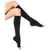 Solidea Gambaletti 140 den NERO coprente RELAX UNISEX 140 punta aperta cotone Calze a compressione graduata 18/21 mmHg Art. 0362A4 -- Size S