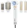 webeauty [5 in 1] Phon Capelli & Hair Styler, 110,000 GIRI/MIN, 20M/S, 1400W Asciugacapelli ad Alta Velocità, 200 Milioni di Ioni Hair Dryer con Spazzola Asciugacapelli e Air Arricciacapelli, Bianco