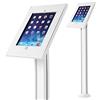 Maclean MC-678 Supporto da Terra Tablet Compatibile con iPad 2/3/4 / Air / Air2 Serratura a Chiave Mascheratura Cavi Orizzontale Verticale (Bianco)