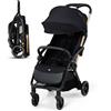 kk Kinderkraft Kinderkraft APINO Passeggino Leggero fino 22 kg, Solo 7,5 Kg, Passeggino Da Viaggio, Pieghevole automatico, Schienale Regolabile In Posizione Sdraiata, Copertura Antipioggia, Nero