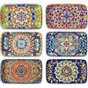 vancasso SIMI Set di 6 Piatti da Portata Rettangolari - 22 x13 cm Piatti Colorati in Porcellana, Piatti da Portata per Insalata, Antipasti, Cibo, Dessert, Sushi, Stile Boho