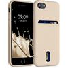 kwmobile Cover compatibile con Apple iPhone SE (2020/2022) / 8/7 - in Silicone morbido - Custodia con scomparto porta carte biglietti - Back Case madre perla matt