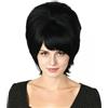 Linfairy Parrucca corta a nido d'ape anni '60 perfetta per feste di Halloween cosplay parrucche cotonate (Black)