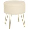 WOLTU Sgabello Contenitore Rotondo, Sgabello per Toeletta Trucco con Coperchio Rimovibile, Pouf Portaoggetti in Tessuto di Pile con Gambe in Metallo, Ø39 x 44 cm, Beige