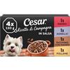 Cesar Ricette di Campagna 6 x 4 x 150 g Vaschetta per cani adulti, confezione da 4, con manzo, agnello, pollame, bocconcini di tacchino e manzo in salsa (Confezione da 24)