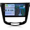 YUNTX [4GB+64GB] Autoradio 2 DIN Android 14 per Nissan X-Trail Qashqai j11 Rouge 2014-2018-[Incorporato Carplay/Android Auto/DSP/GPS]-IPS 2.5D 10.1 Touch Screen-Camera+MIC-DAB/Mirror Link