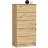 LBSIGN Cassettiera Moderna 60x40x120 Cm 5 Cassetti Rovere Effetto Legno Artika
