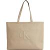 Calvin Klein Donna Borsa Tote Bag Sculpted Slim con Logo, Grigio (Crockery), Taglia Unica