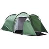 Outsunny Tenda da Campeggio 3 Posti con Ampio Vestibolo, Telo Impermeabile Porte con Cerniera, 426x206x154cm Verde Scuro|Aosom