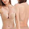 ZUKULIFE Reggiseni da donna a schiena bassa con spalline trasparenti Deep V Push Up Reggiseno a taglio basso Multiway Convertibile Reggiseno Aggiungi Coppa, Nude, 5B