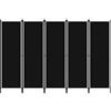 vidaXL Paravento a 5 Pannelli Divisorio Separè Pannello Byobu Pieghevole Schermo Separatore Ambienti Interni Protezione Privacy Nero 250x180 cm