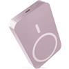 EMOS - Powerbank 10.000 mAh WI 1046 con magnete - Batteria esterna magnetica con passthrough e ricarica wireless - Uscita USB-C con cavo dati USB incluso - per iPhone, iPad, smartphone, tablet - rosa