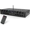 Pyle Sistema Amplificatore Audio Wireless per Casa, Ricevitore Stereo Bluetooth, 6 Canali, 600 Watt, LCD Digitale, Jack Cuffie, Microfono 6.35mm, USB, SD, AUX, RCA, Radio FM