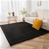 BYBYME Tappeto in velluto corallo, spessore 3 cm, con pelo corto, antiscivolo, morbido, morbido, moderno, lavabile, tappeti perfetti per yoga, esercizio e strisciare (nero, 150 x 200 cm)