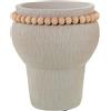 DRW Vaso in ceramica con palline di legno in bianco 21 x 21 x 24 cm