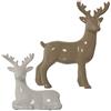 DRW Set di 2 Statuette di Cervi in Ceramica in Grigio Chiaro e Bianco