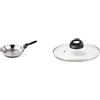 Barazzoni Le Inoxidabili Padella ø20cm in Acciaio Inox 18/10, Argento, 20 cm & Spa, Coperchio in Vetro, Pomolo Nero, Bordo Inox, 20 cm