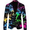 Tobysper Sakko - Giacca colorata da uomo, a maniche lunghe, per festival, per il tempo libero, elegante, blazer colorato al neon, S02 Nero, L