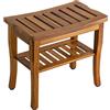 VaeFae Panca per bagno in teak Resistente leggero Sgabello per bagno per la casa Sgabello per bagno in legno Panca per doccia