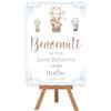 CESANA LIKE PHOTO Cartello benvenuto battesimo mongolfiere azzurre con animaletti - cartello di benvenuto comunione stampa su cartoncino 50x70