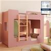 smartwood Letto a Castello per Bambini 80x190 - Rosa - Scala Sinistra - Letto Bambino per Ragazzi & Ragazze con Rete a Doghe & Sponda - Mimi BL - Portata Massima 230 kg
